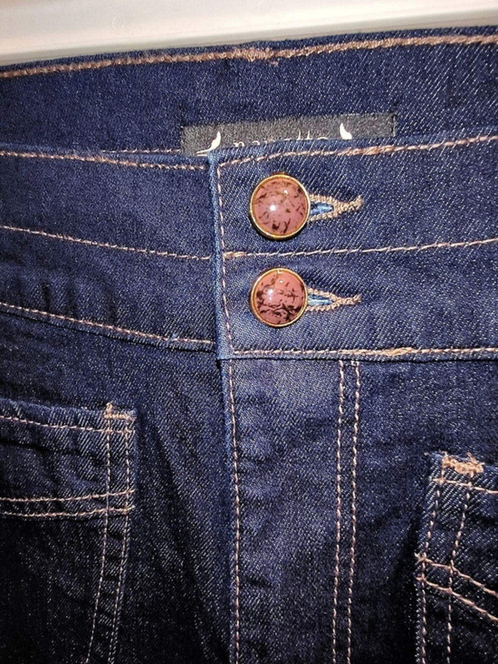 Nanette Lepore Jolie Super High Rise Bootcut Jeans Bootcut Jeans in Blue Waist